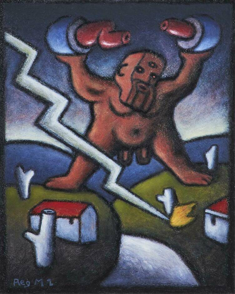 Bronze God with Lightning
