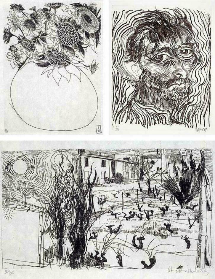 Another Way of Looking at Vincent Van Gogh 1888-1889  ( suite of 3 etchings)