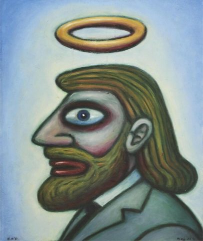 Self Portrait with Beard and Plastic Ring