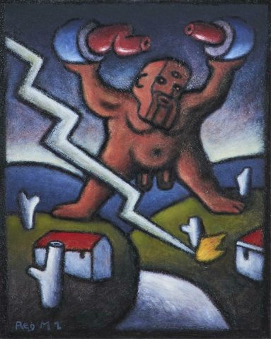 Bronze God with Lightning