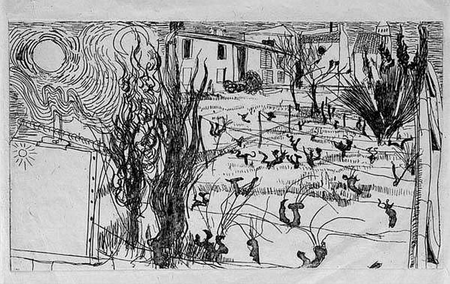 The Back of the Asylum, St Remy 1983: Another Way of Looking at Vincent Van Gogh 1888-1889  ( suite of 3 euthings)